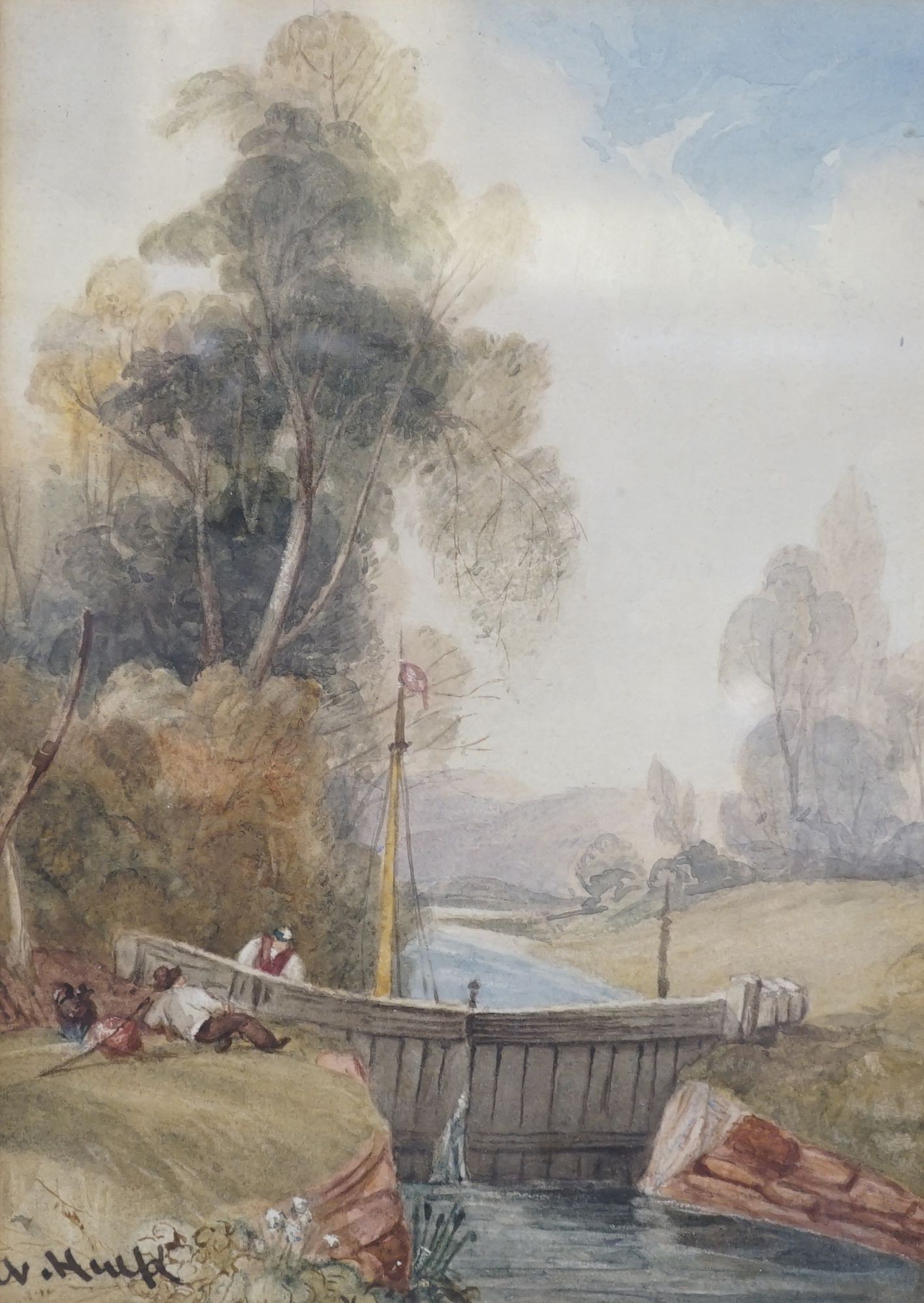 Abraham Hulk (1851-1922), watercolour, Near Totnes, Devon, signed, 21 x 15cm